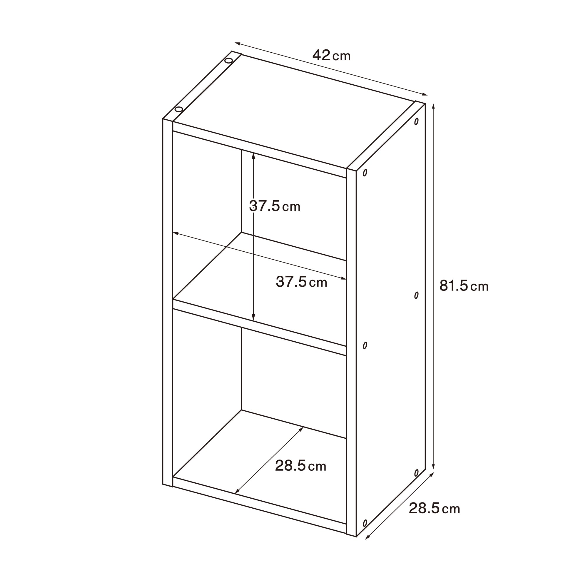 スタッキングシェルフ・２段・オーク材