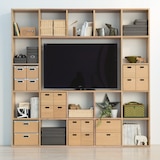 スタッキングシェルフ５段用３列オープン型追加セット／オーク材