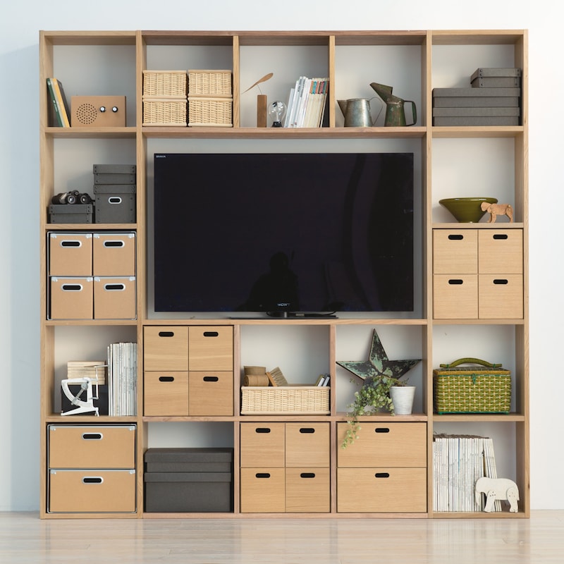 スタッキングシェルフ5段用3列オープン型追加セット／オーク材  