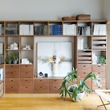 スタッキングシェルフ５段用３列オープン型追加セット／ウォールナット材