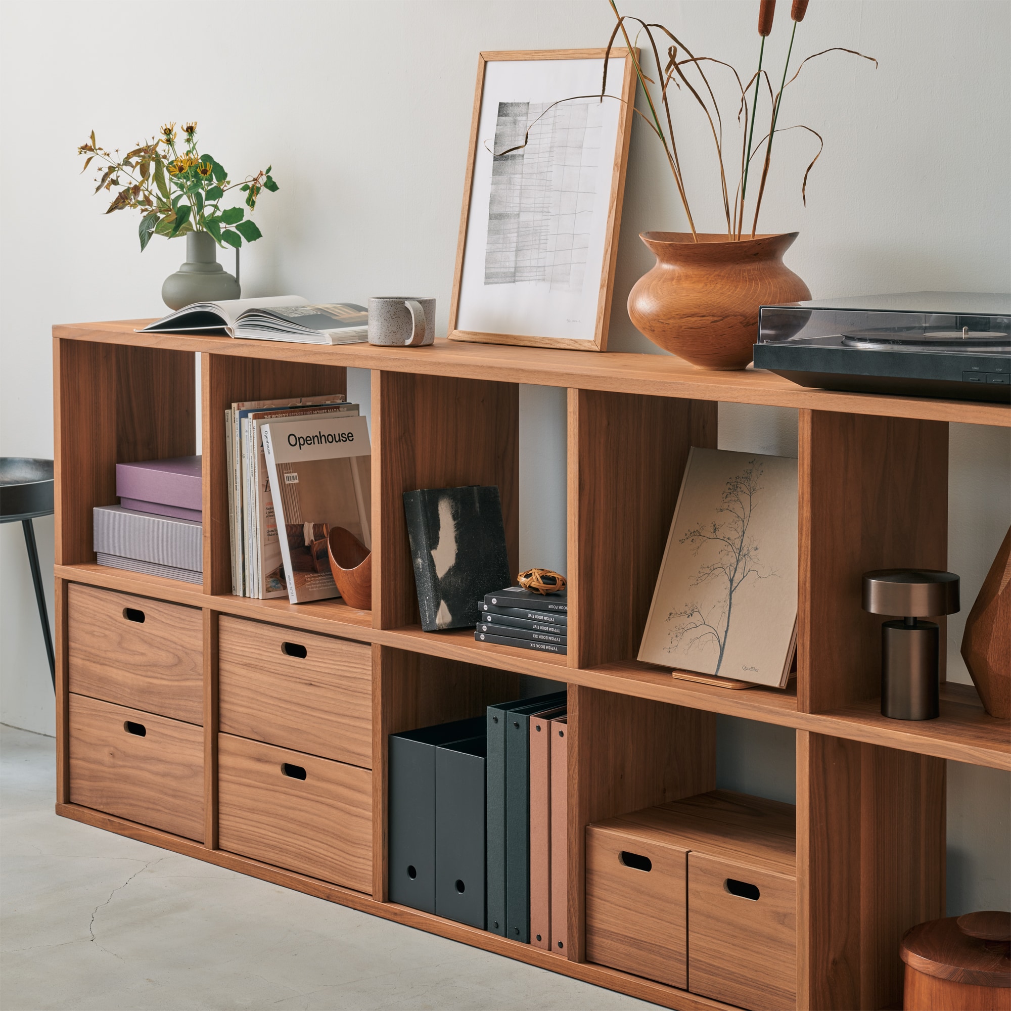 スタッキングシェルフセット・５段×２列・ウォールナット材