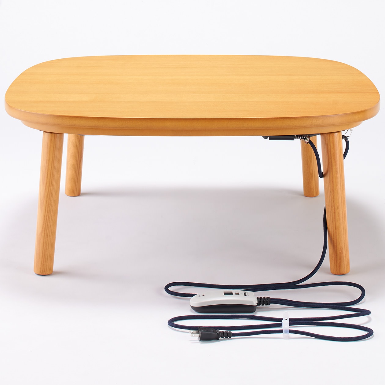 正方形こたつ・本体・タモ材丸脚・フラットヒーター／ナチュラル