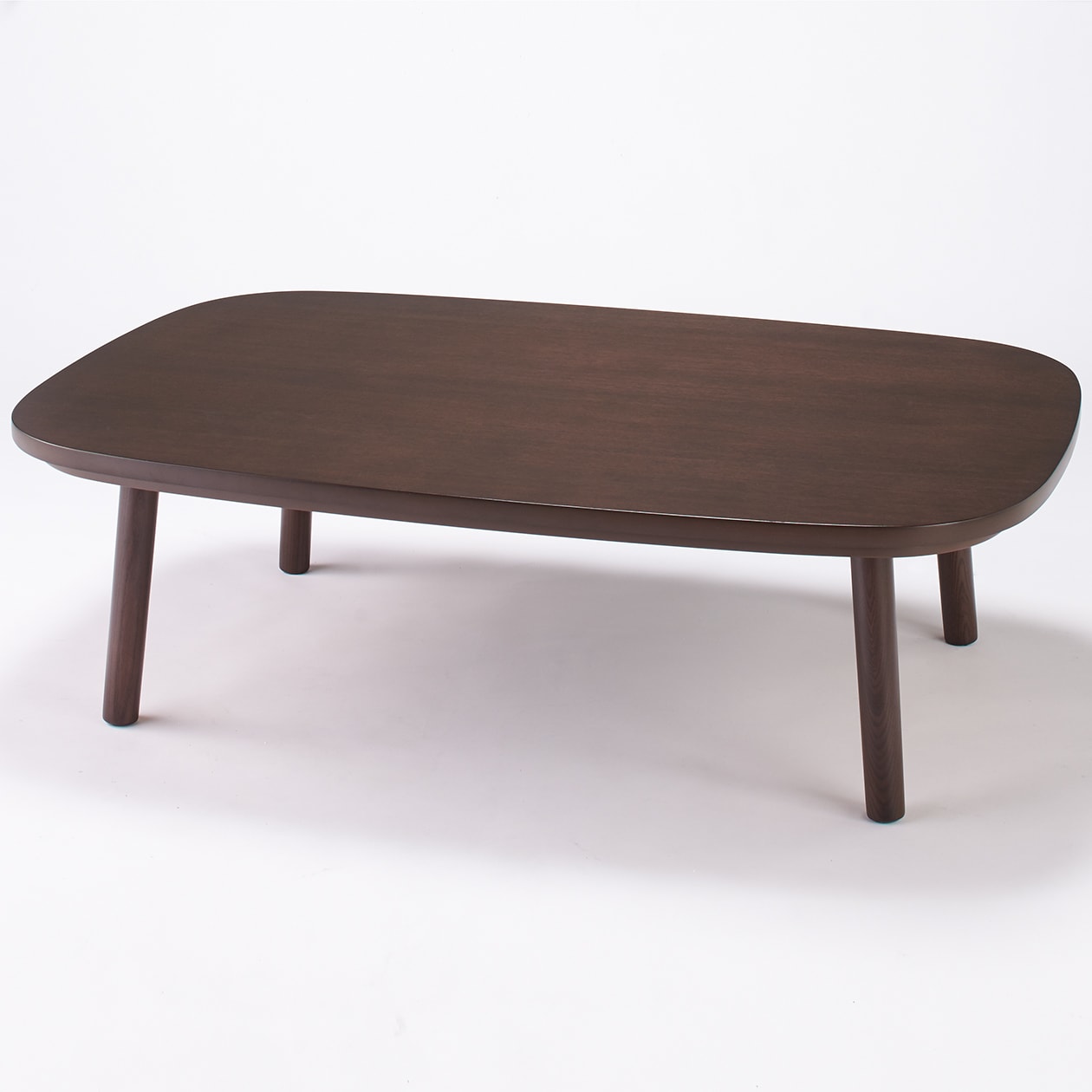 長方形こたつ・本体・タモ材丸脚・フラットヒーター／ダークブラウン