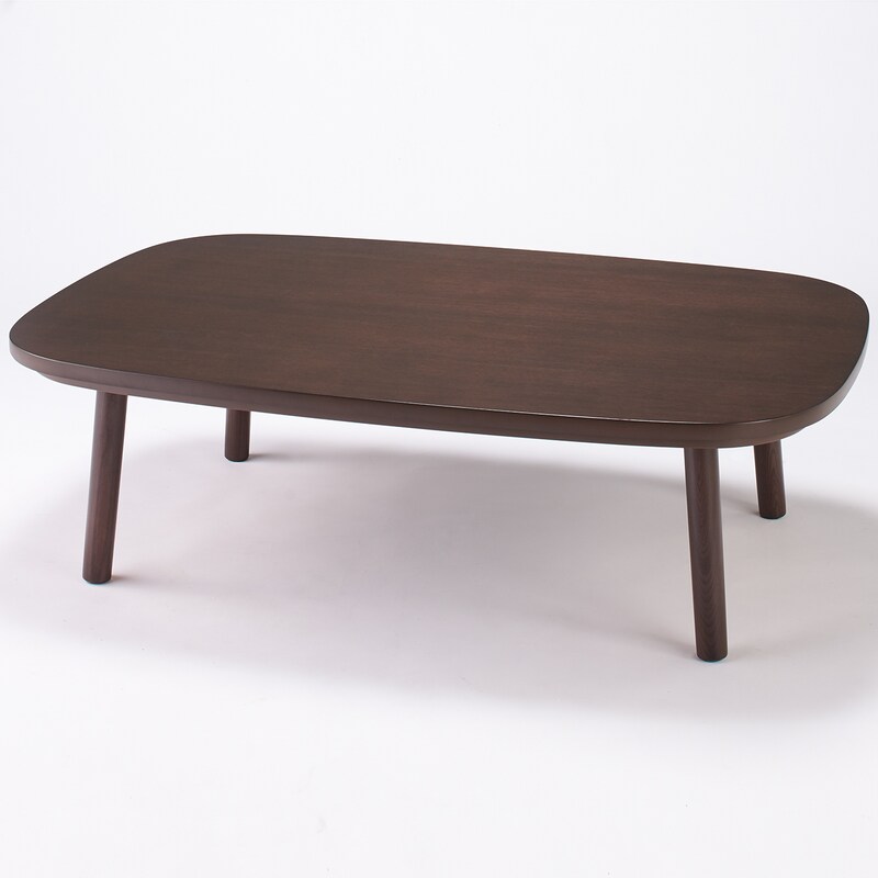 長方形こたつ・本体・タモ材丸脚・フラットヒーター／ダークブラウン  