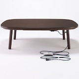 長方形こたつ・本体・タモ材丸脚・フラットヒーター／ダークブラウン