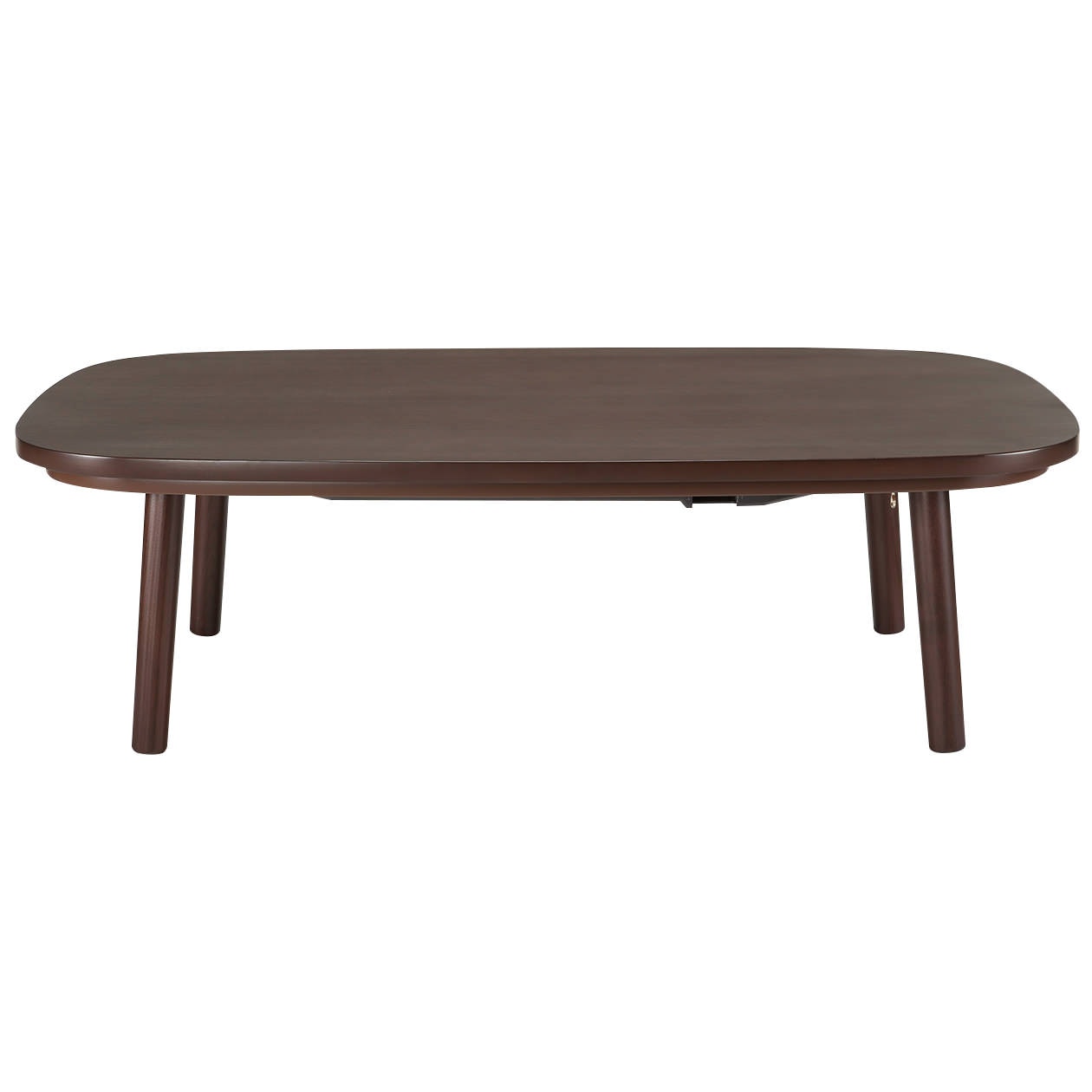 長方形こたつ・本体・タモ材丸脚・フラットヒーター／ダークブラウン