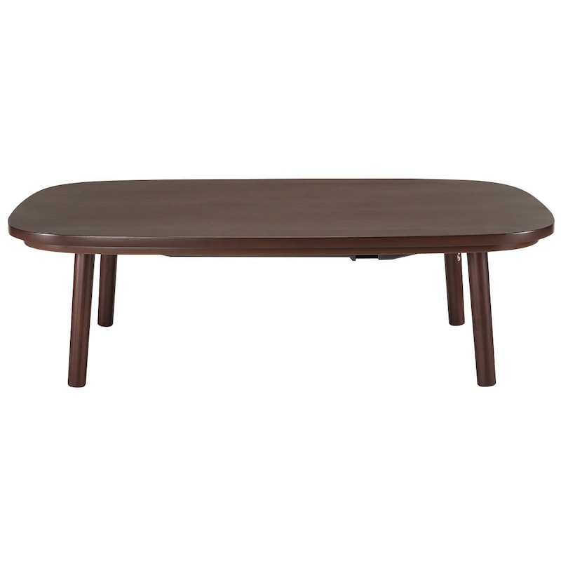 長方形こたつ・本体・タモ材丸脚・フラットヒーター／ダークブラウン  