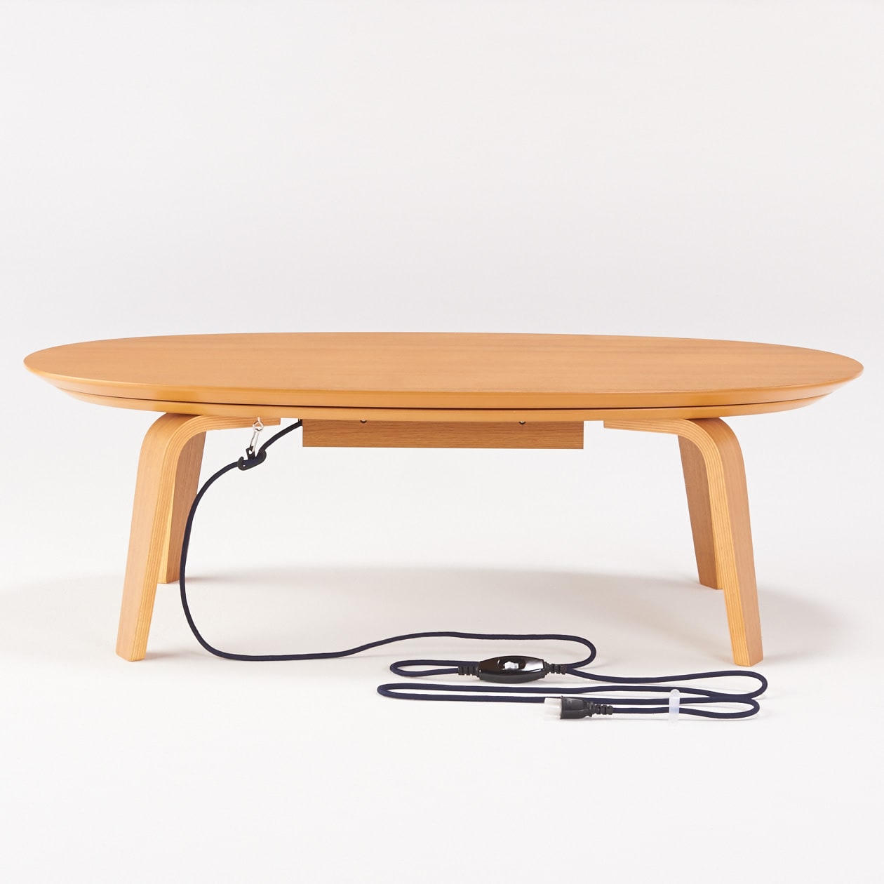 楕円こたつ・小・本体・タモ材曲木脚・石英管ヒーター／ナチュラル