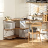 ステンレスユニットシェルフ・追加棚・コーナータイプ／オーク材