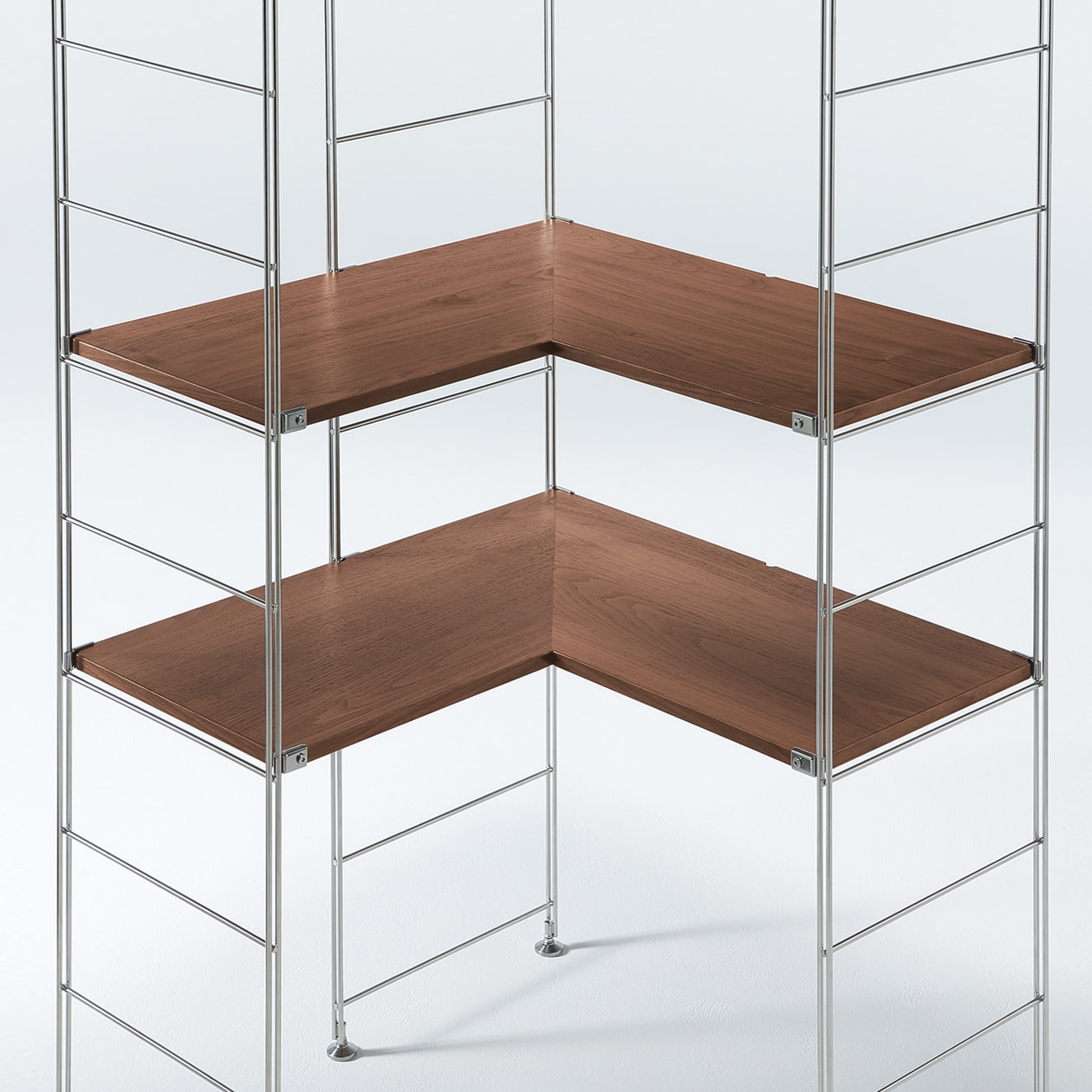 ステンレスユニットシェルフ・追加棚・コーナータイプ／ウォールナット材