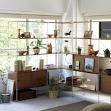 ステンレスユニットシェルフ・追加棚・コーナータイプ／ウォールナット材