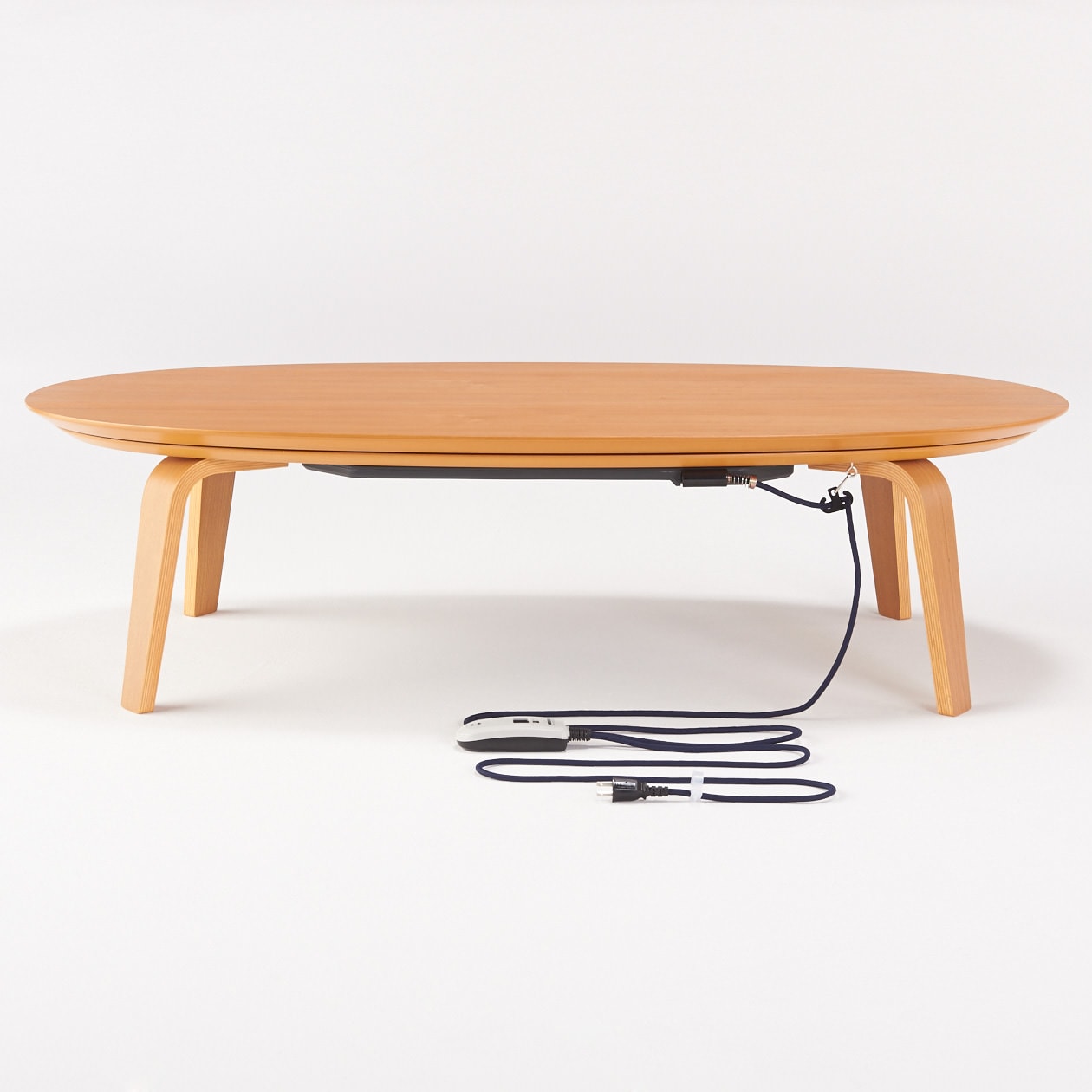 楕円こたつ・本体・タモ材曲木脚・フラットヒーター／ナチュラル