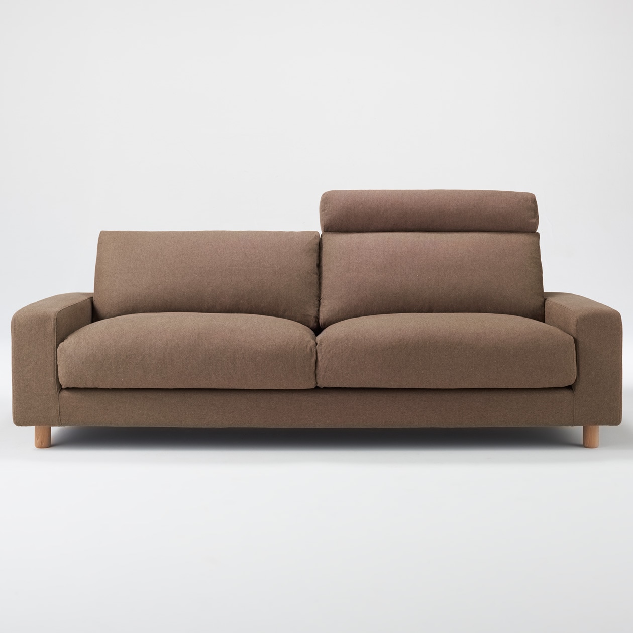 麻綿平織ソファ本体ヘッドレスト・３シーター用カバー／ブラウン