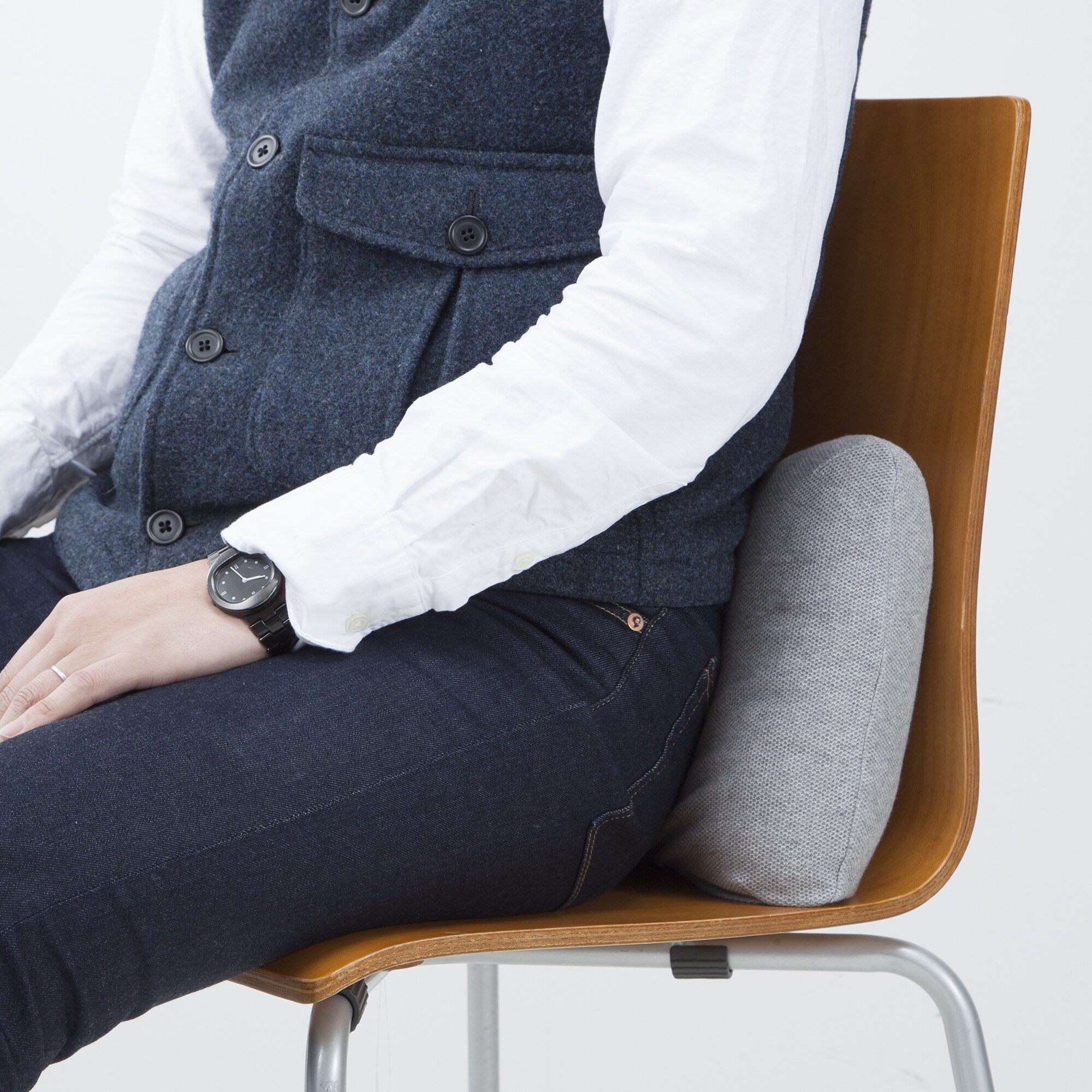 ウレタンフォーム背あてクッション／杢グレー