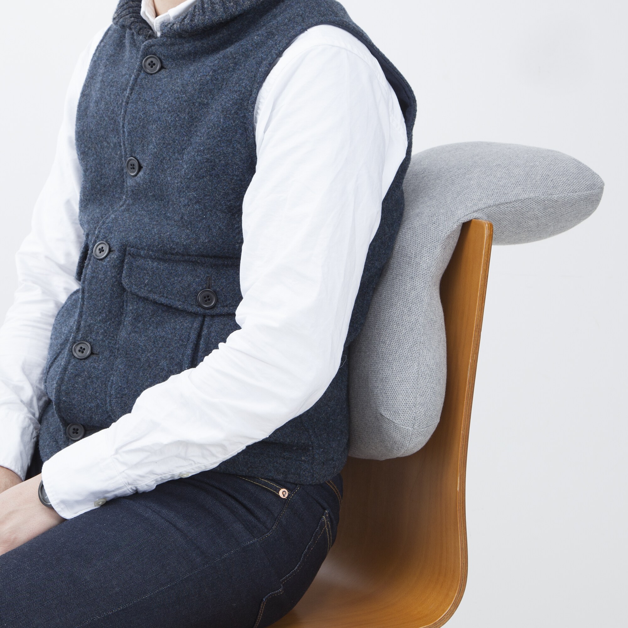 ウレタンフォーム背あてクッション／杢グレー