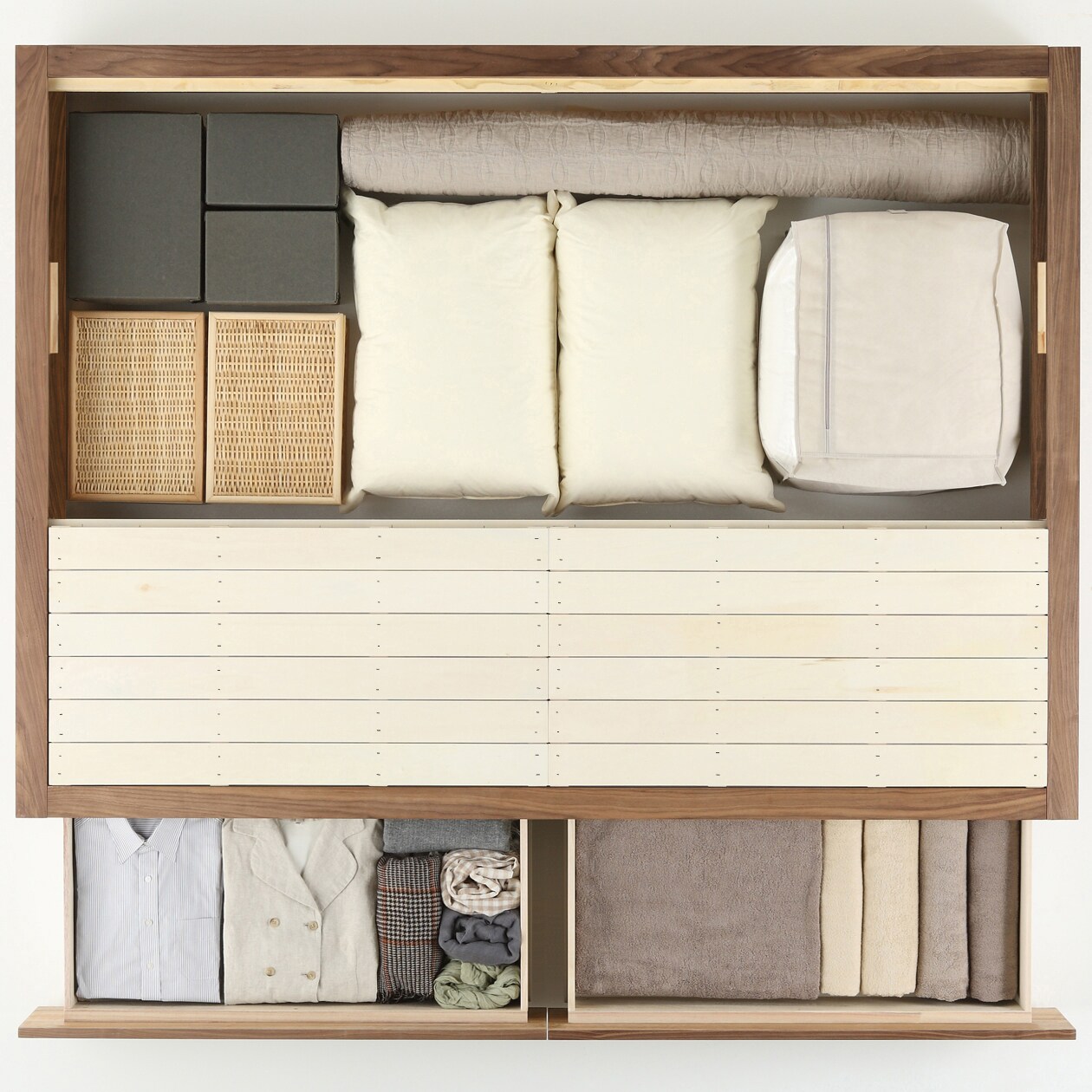 収納ベッド・クイーン・ウォールナット材