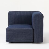 綿デニムユニットソファアーム付小用カバー／ブルー