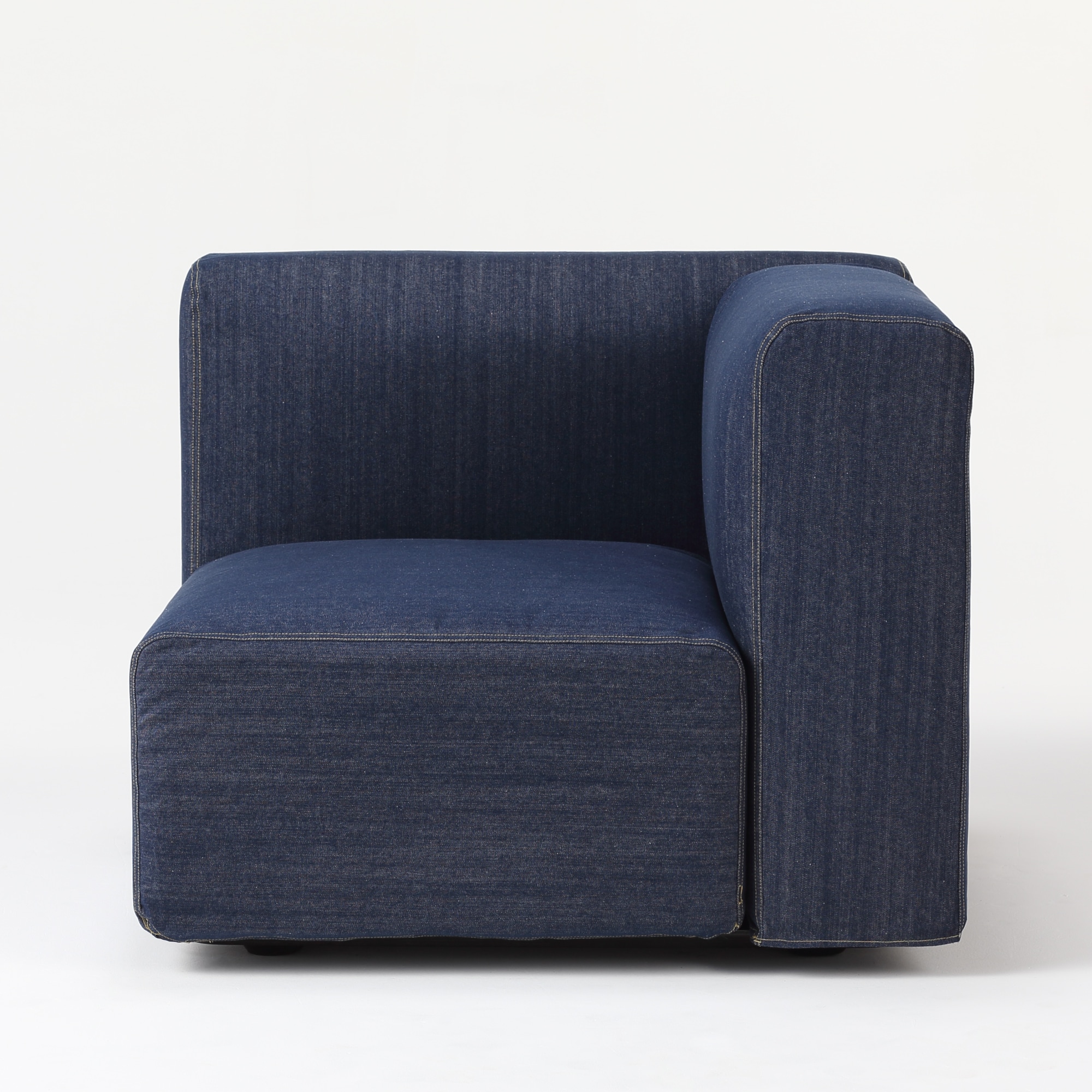 綿デニムユニットソファアーム付小用カバー／ブルー