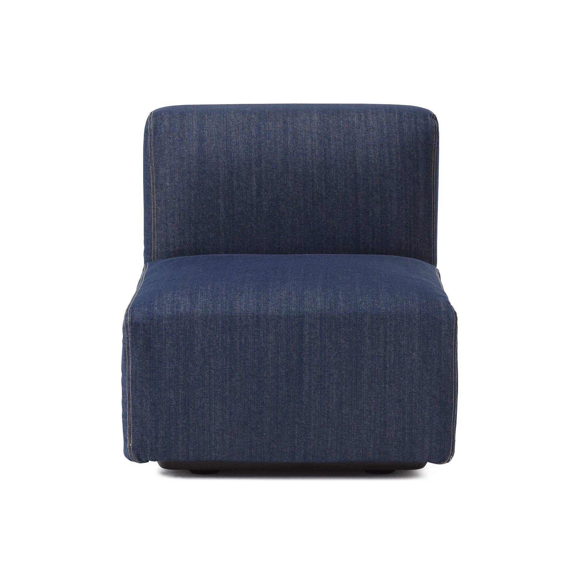 綿デニムユニットソファアームレス小用カバー／ブルー