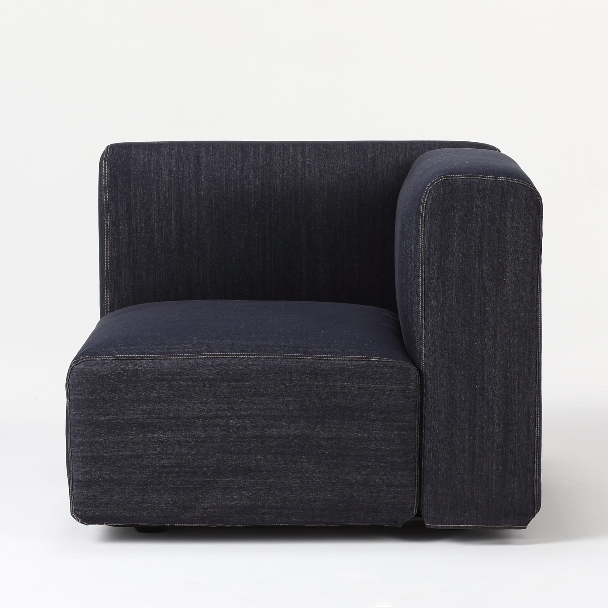 綿デニムユニットソファアーム付小用カバー／ネイビー | 無印良品