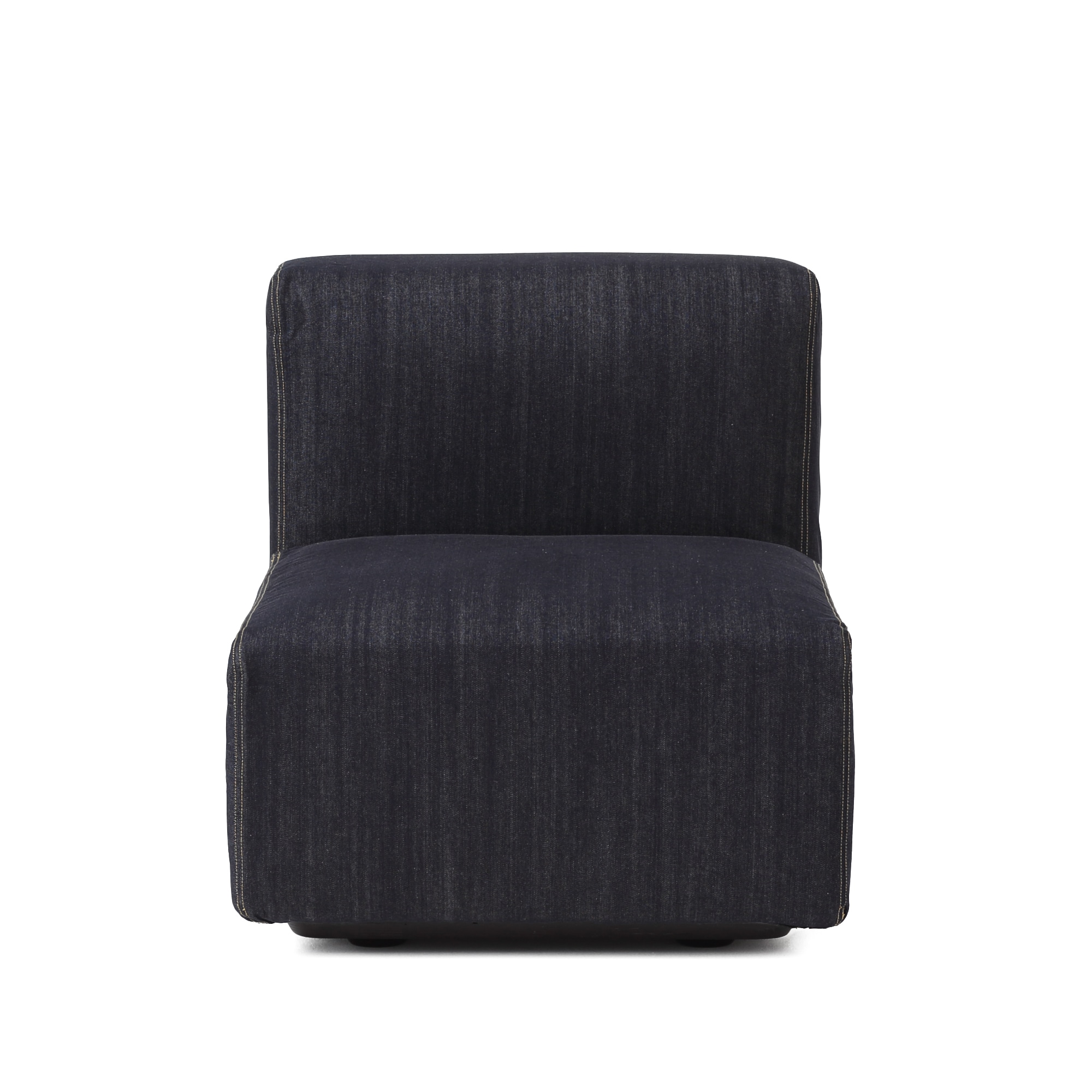 綿デニムユニットソファアームレス小用カバー／ネイビー