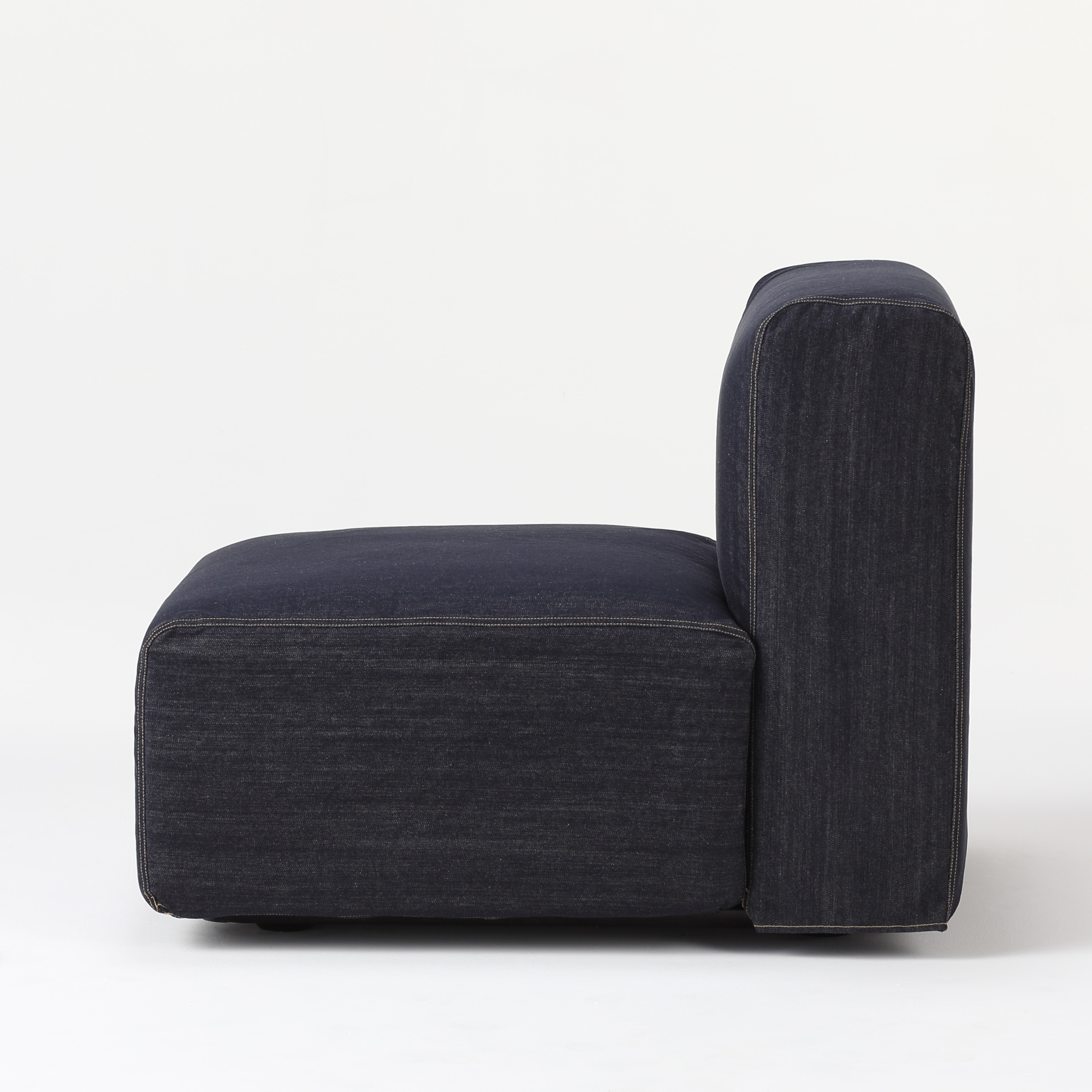 綿デニムユニットソファアームレス小用カバー／ネイビー