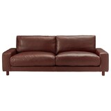 ソファ本体・革張りワイドアーム・３Ｓ・ダウンフェザー・ポケットコイル／茶