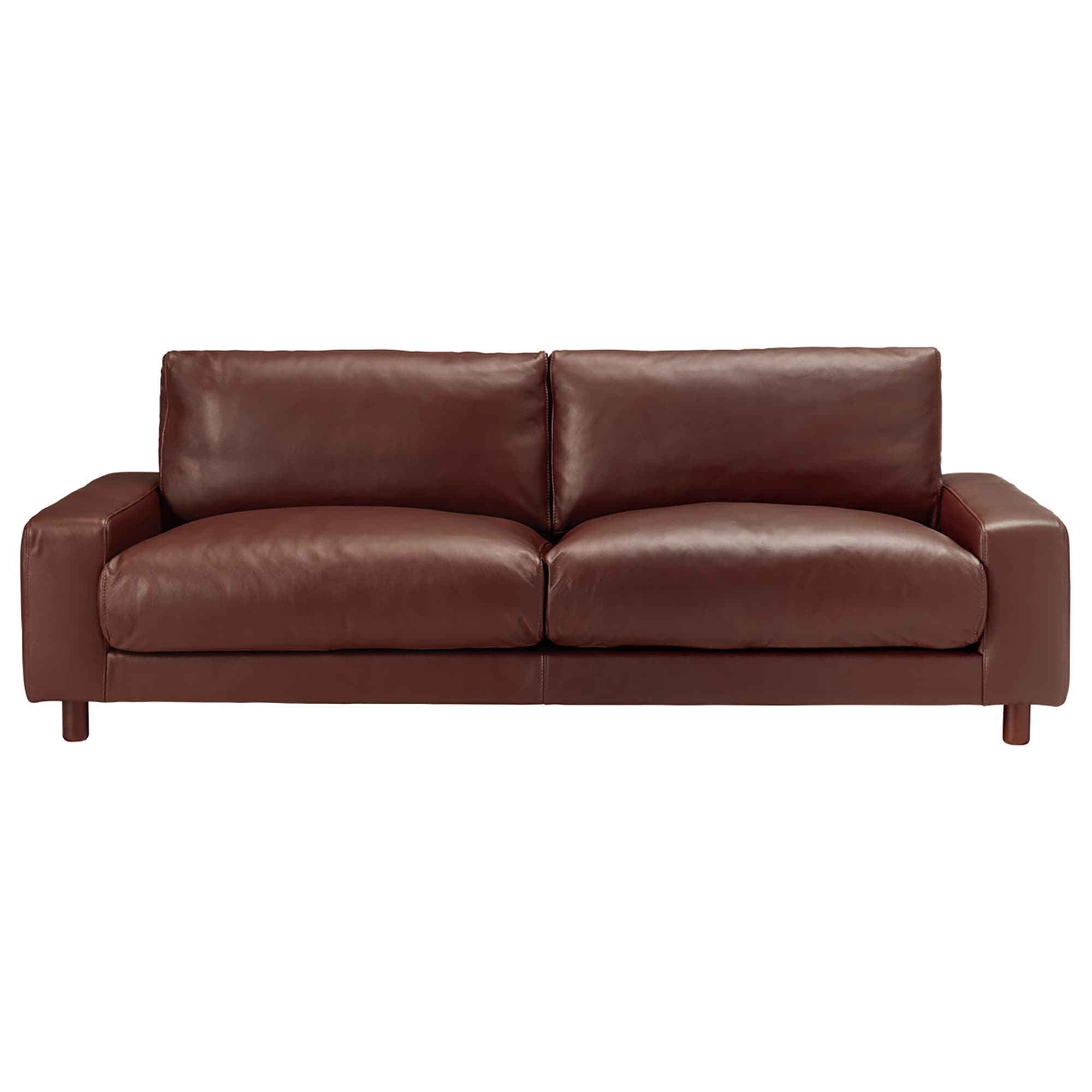 ソファ本体・革張りワイドアーム・３Ｓ・ダウンフェザー・ポケットコイル／茶