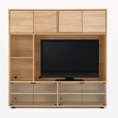 スタッキングキャビネット・木製扉（左右セット）・オーク材