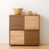 スタッキングキャビネット・幅８２．５ｃｍ・追加セット・ウォールナット材