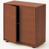 スタッキングキャビネット・木製扉ハイタイプ（左右セット）・ウォールナット材