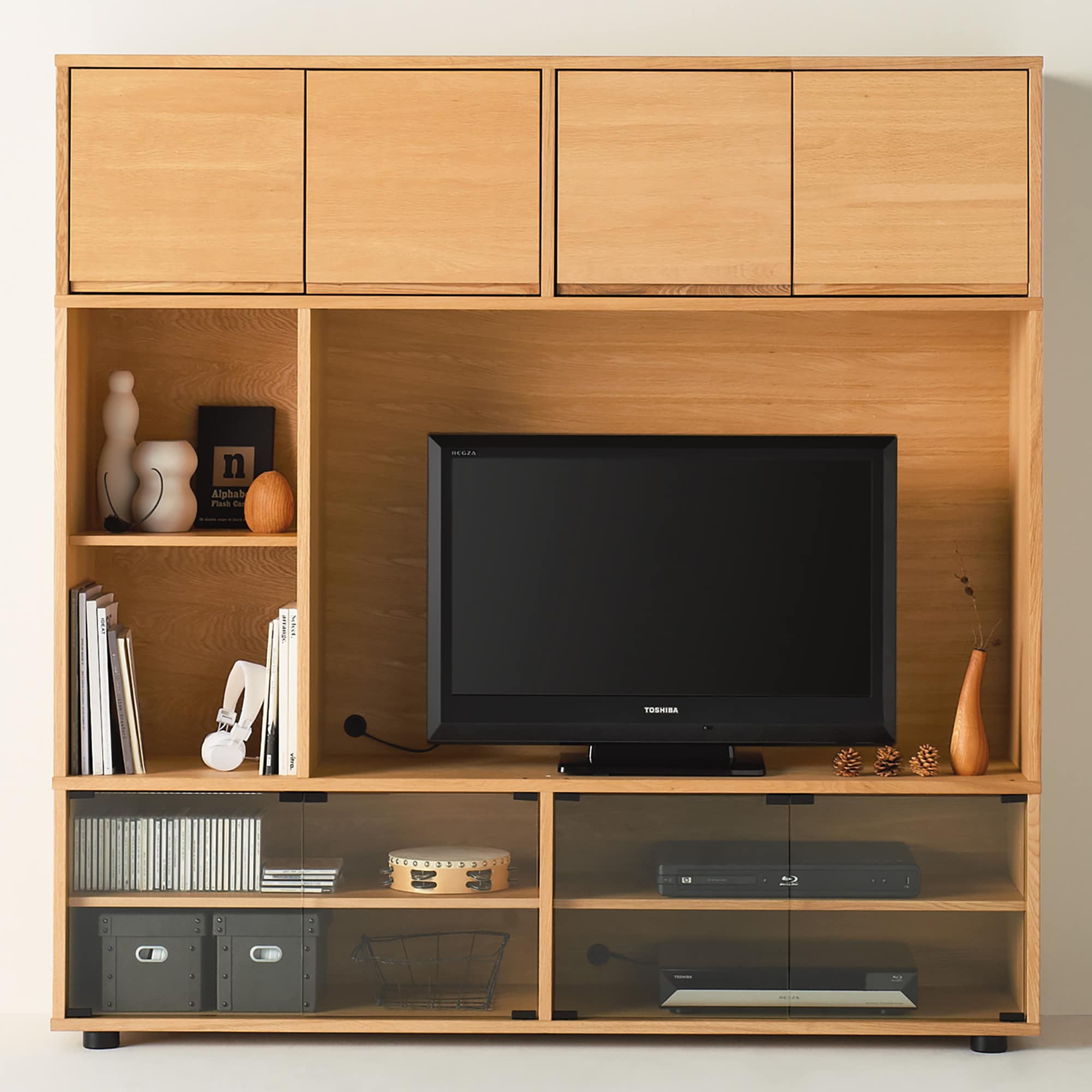 スタッキングキャビネット・幅１６２．５ｃｍ・基本セット・オーク材