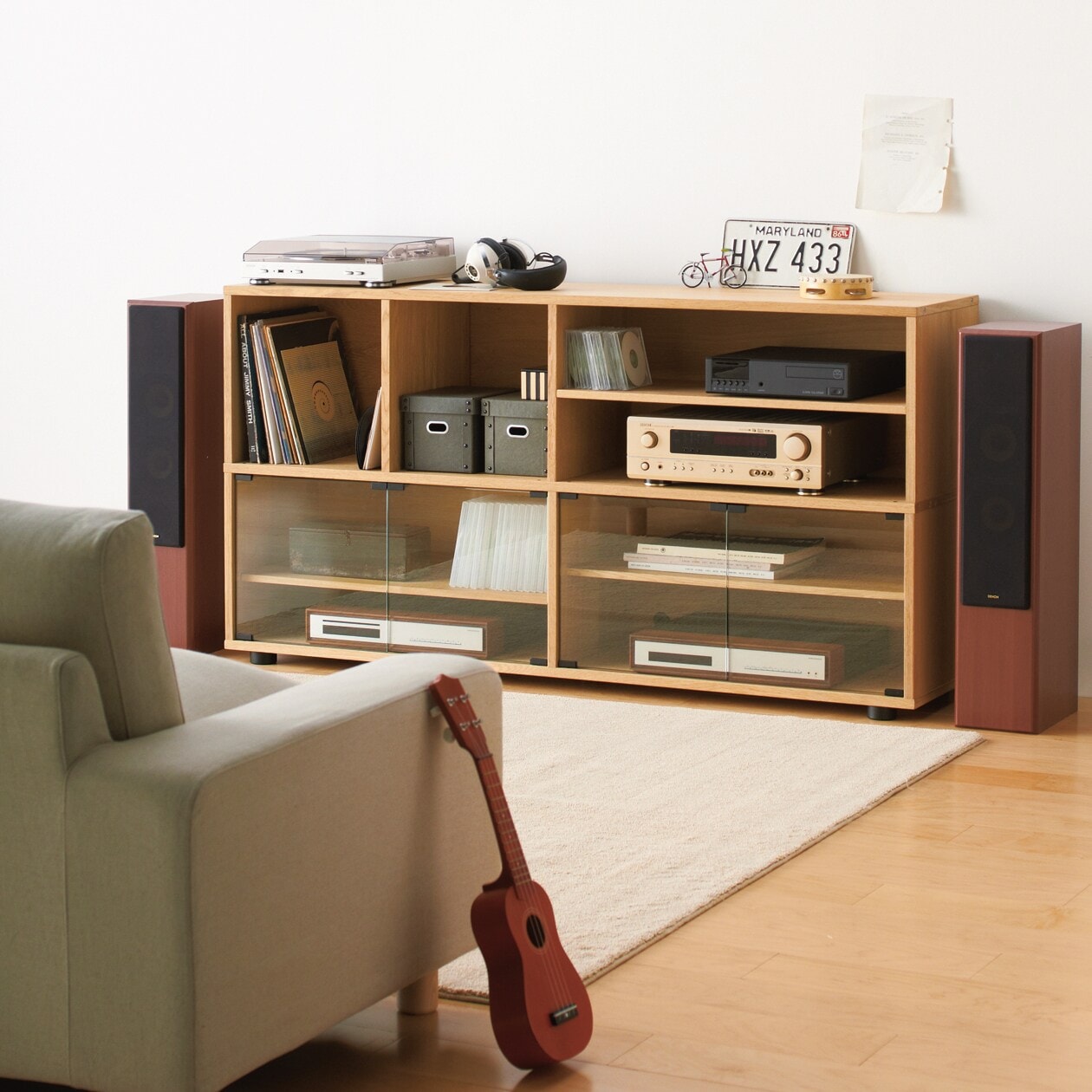 スタッキングキャビネット・幅１６２．５ｃｍ・基本セット・オーク材