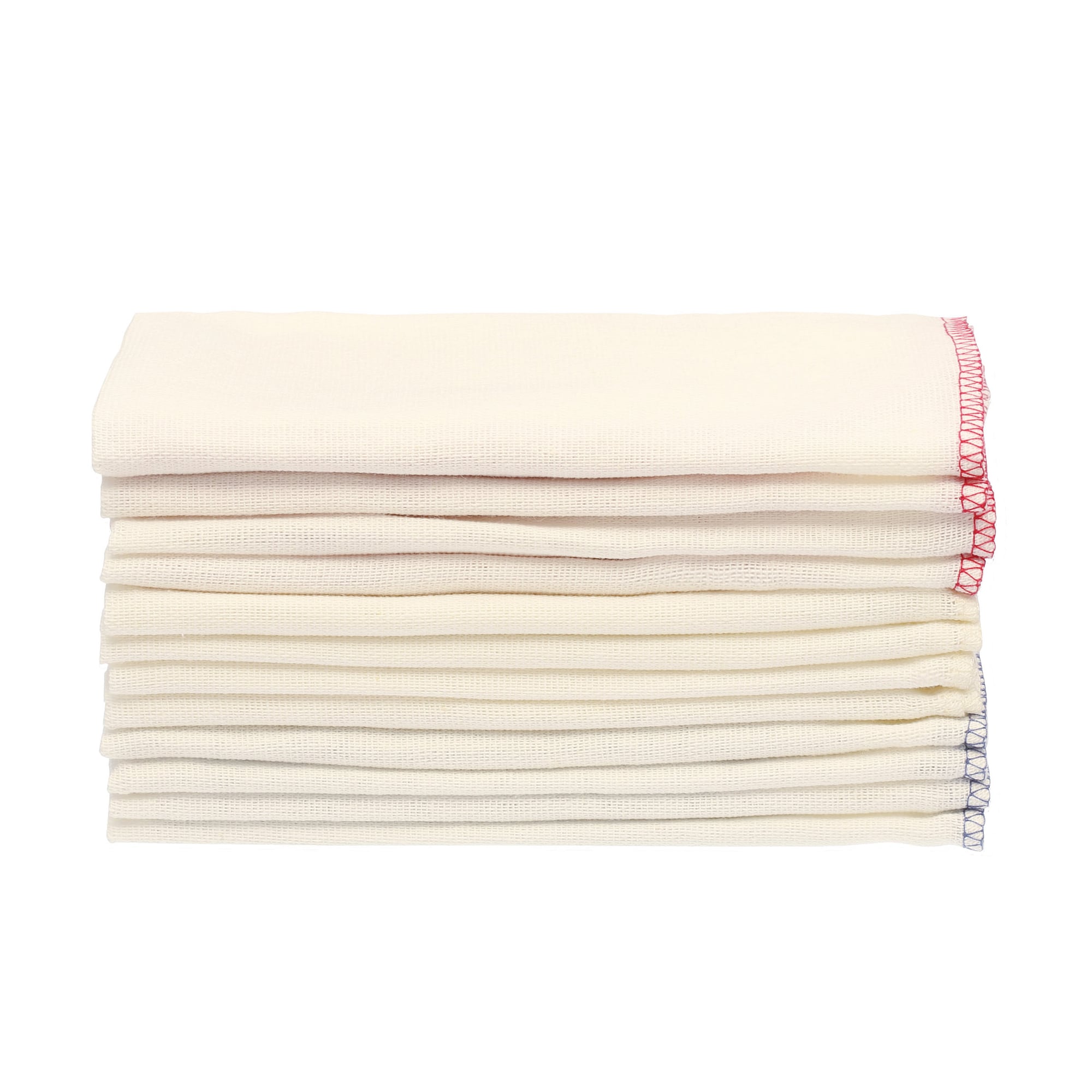 落ちワタ混ふきん１２枚組　縁カラー付