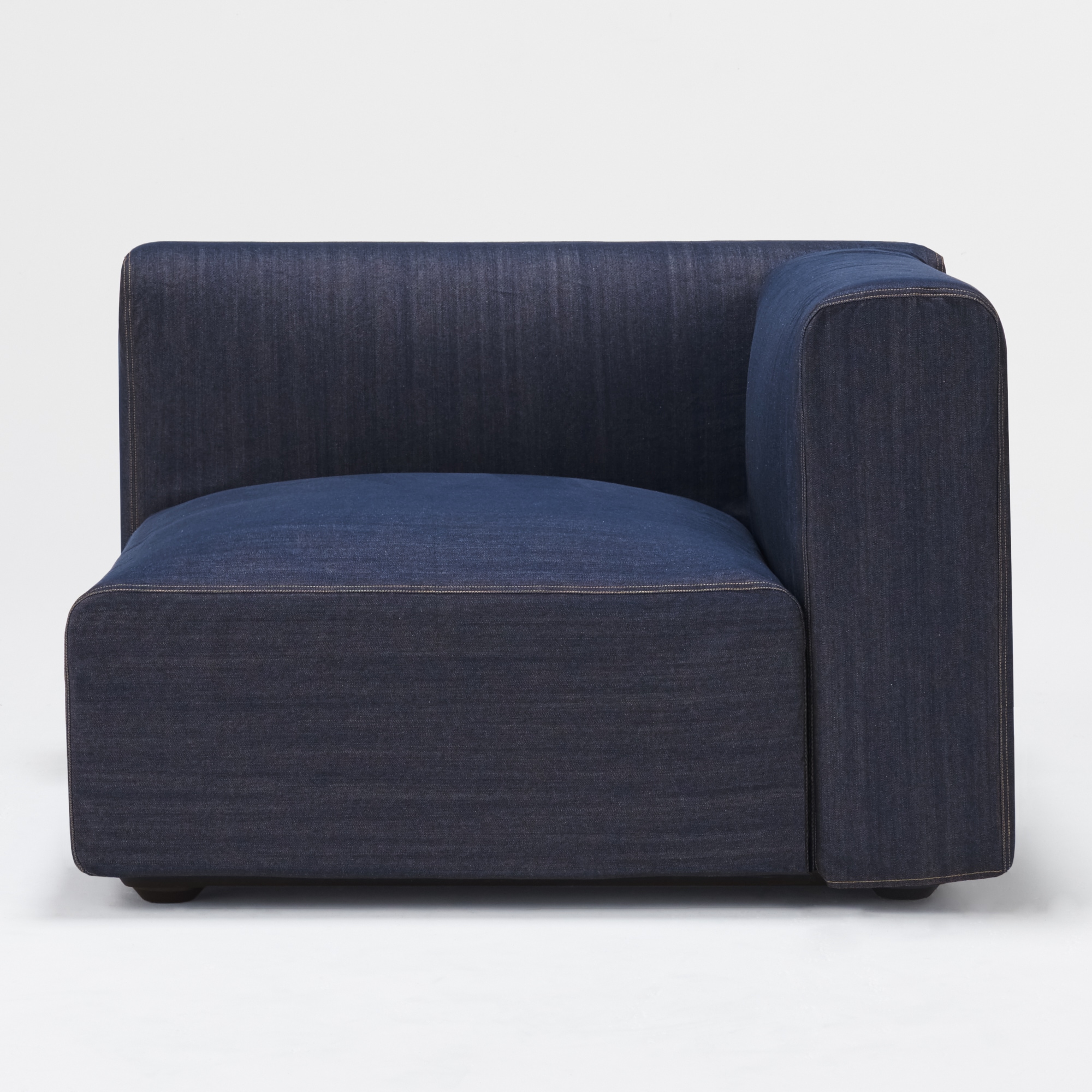 綿デニムユニットソファアーム付・大・幅９８ｃｍ用カバー／ブルー