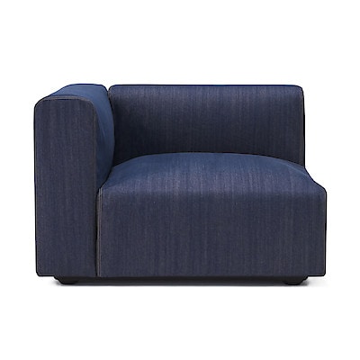 【カバー】綿デニムユニットソファアーム付・大・幅９８ｃｍ用カバー／ブルー