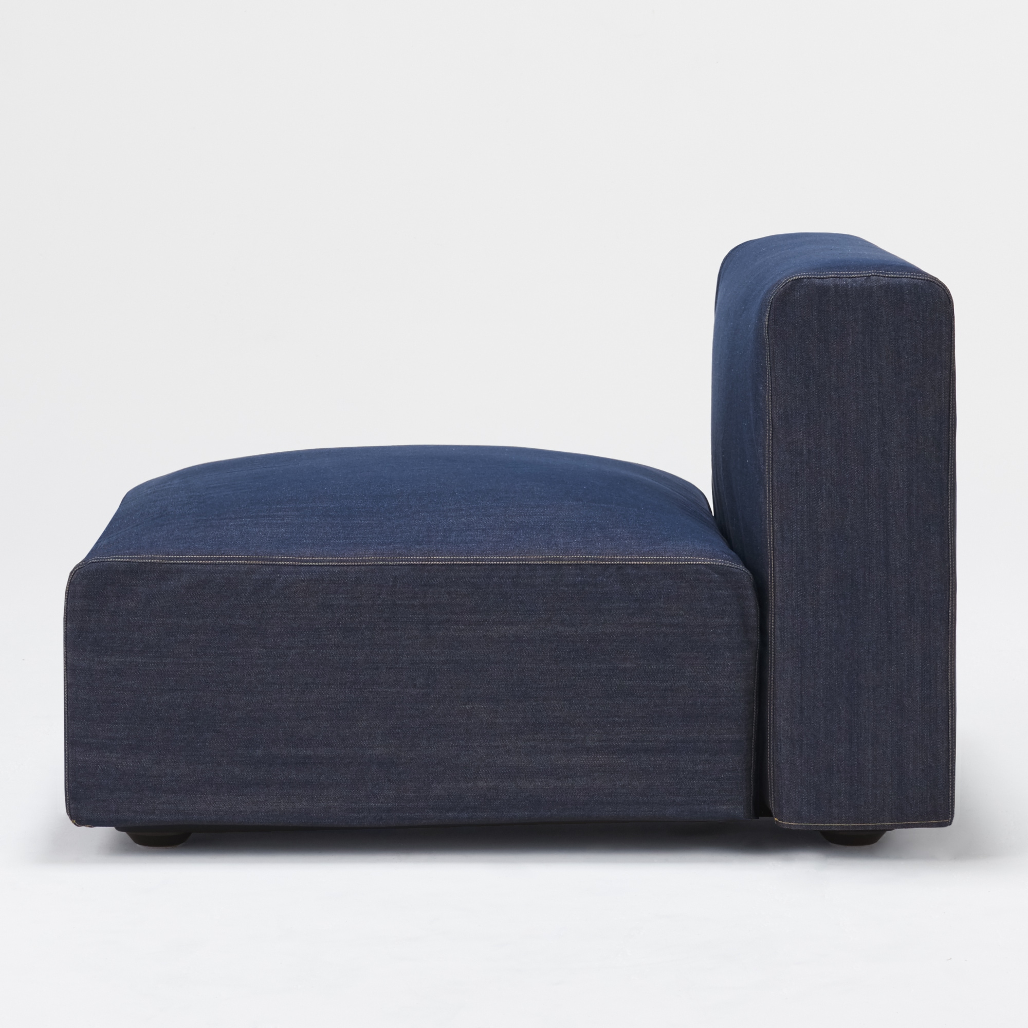 綿デニムユニットソファアームレス・大・幅７７ｃｍ用カバー／ブルー