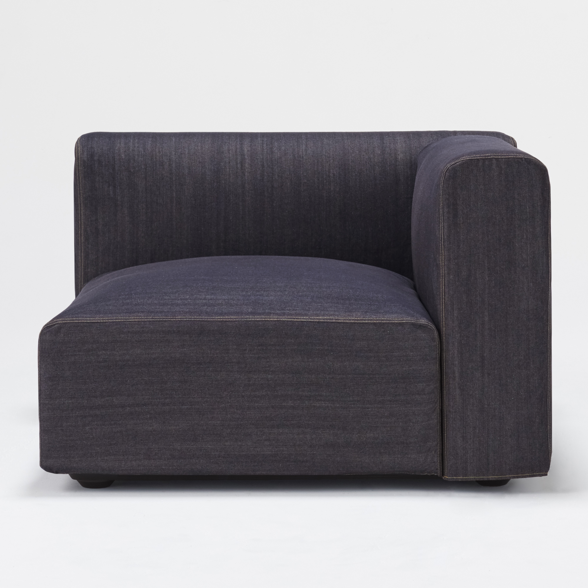 綿デニムユニットソファアーム付・大・幅９８ｃｍ用カバー／ネイビー