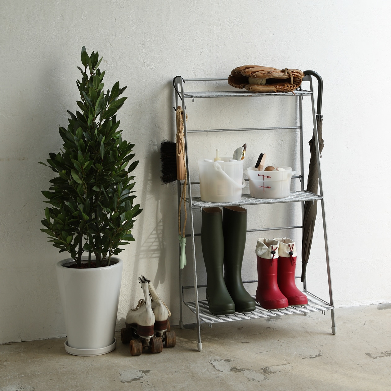 溶融亜鉛ガーデンシェルフ・３段折りたたみ式