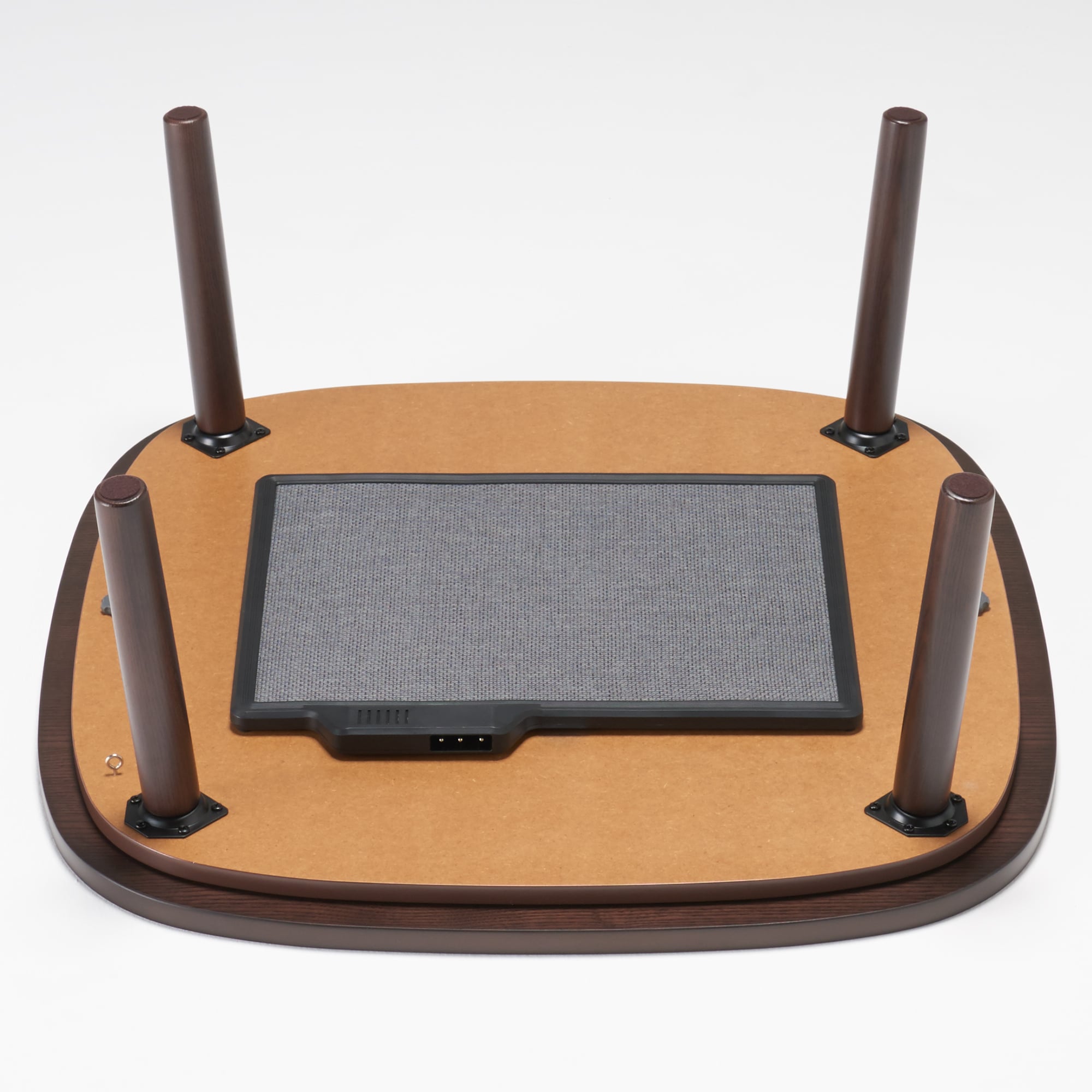 正方形こたつ・本体・タモ材丸脚・フラットヒーター／ダーク