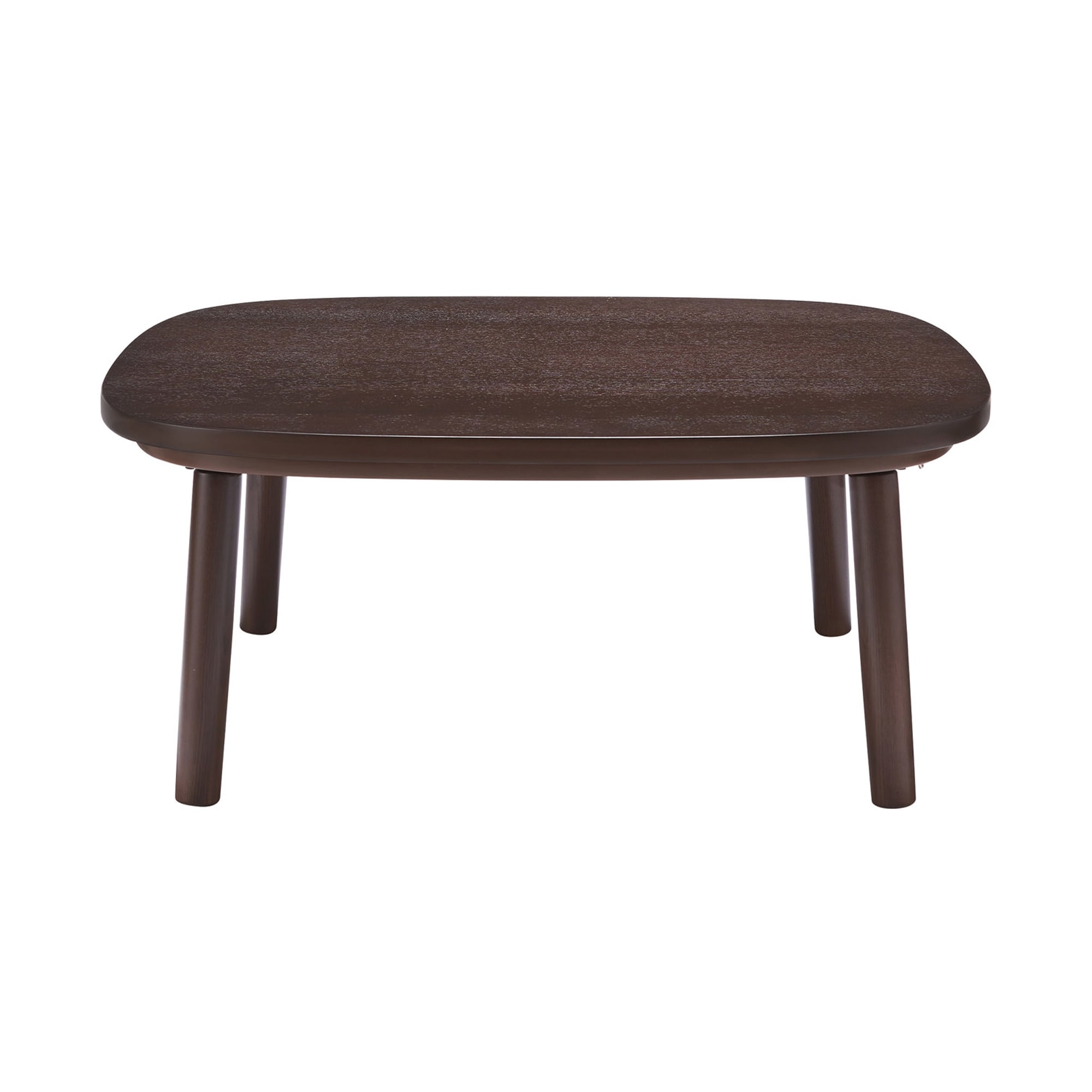 正方形こたつ・本体・タモ材丸脚・フラットヒーター／ダークブラウン