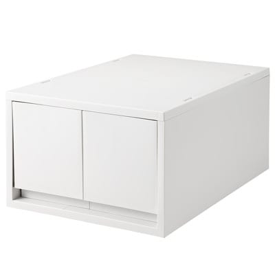 ポリプロピレンケース・引出式・深型・２個（仕切付）・ホワイトグレー/約幅26×奥行37×高さ17.5cm