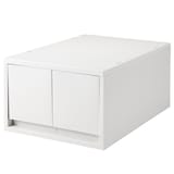 ポリプロピレンケース・引出式・深型・２個（仕切付）・ホワイトグレー