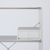 ポリプロピレンケース・引出式・浅型・２個（仕切付）・ホワイトグレー