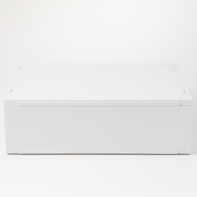 ポリプロピレンケース・引出式・横ワイド・浅型・ホワイトグレー