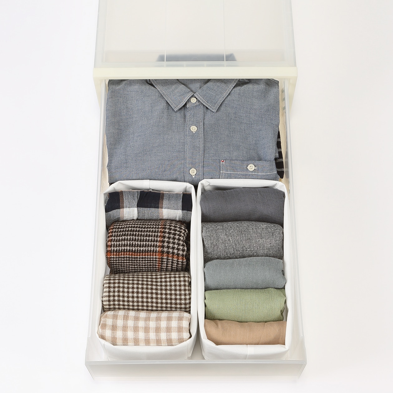 高さが変えられる不織布仕切ケース・中・２枚入り