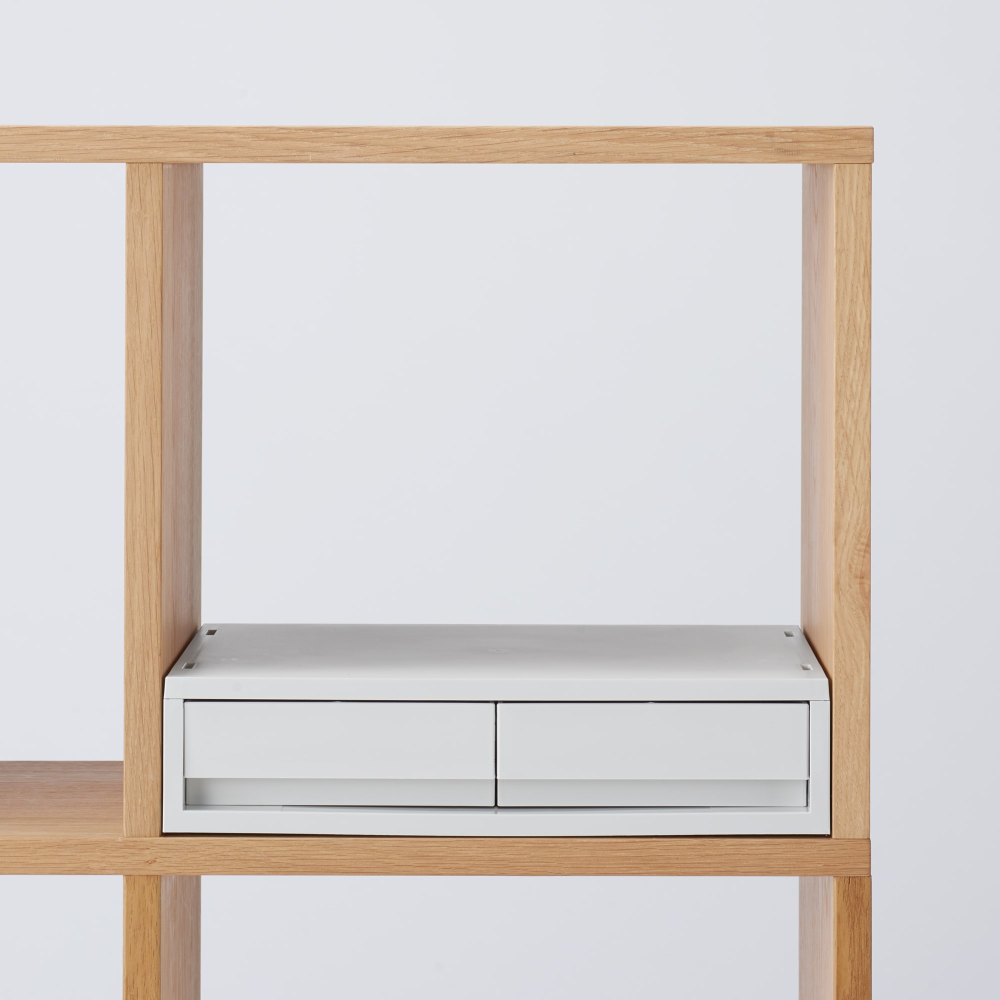 ポリプロピレンケース・引出式・横ワイド・薄型・２個・ホワイトグレー