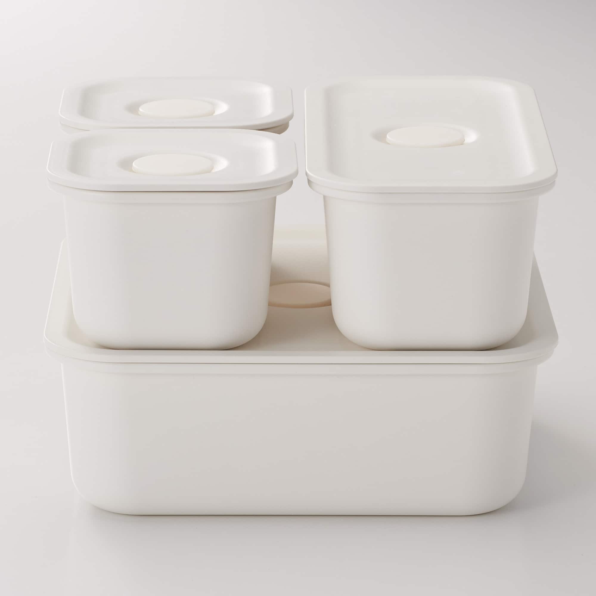 無印良品　箱　セット ポリプロピレン保存容器になるバルブ付弁当箱・白 | 無印良品