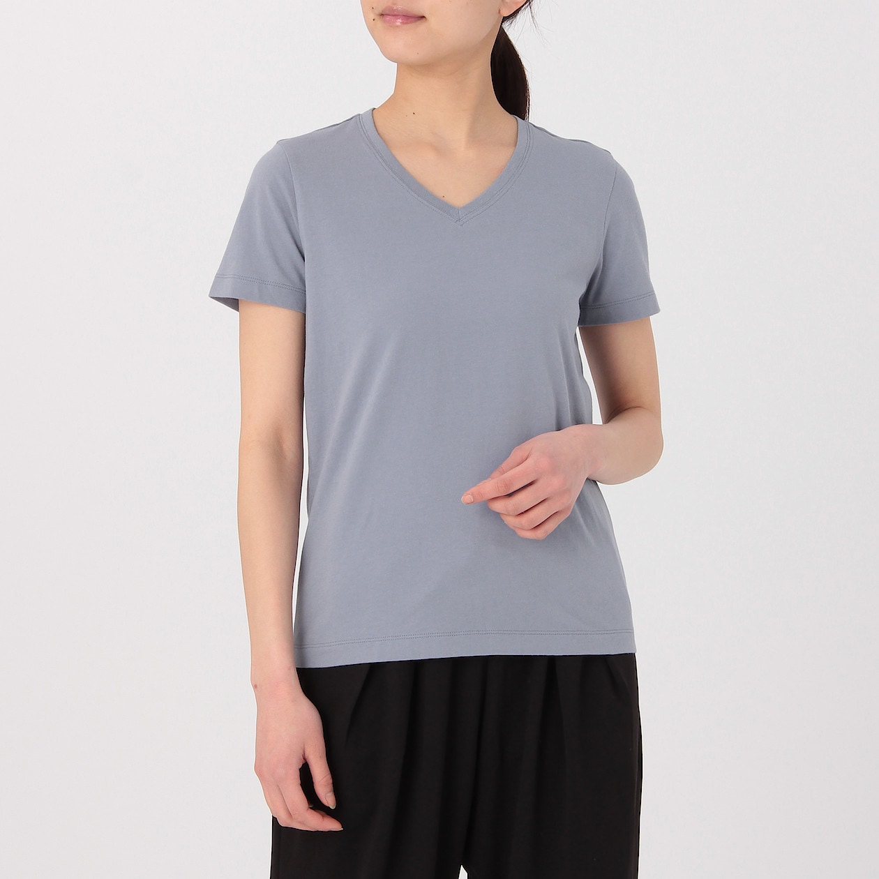 オーガニックコットンｖネック半袖ｔシャツ 婦人ｘｓ ライトブルー Tシャツ カットソー シャツ 半袖 婦人 レディース 通販 無印良品