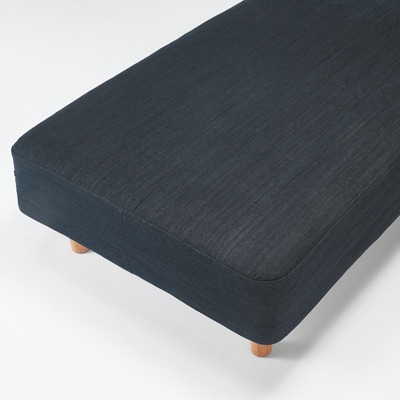 洗いざらしの綿デニム脚付マットレス用カバー・シングル・ネイビー